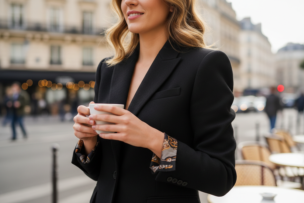 het moet meer om de blazer gaan dus een close up en minder dat je de achtergrond ziet